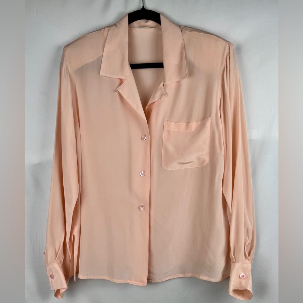 JH Collectibles Light Pink 100% Silk Button Down Shirt